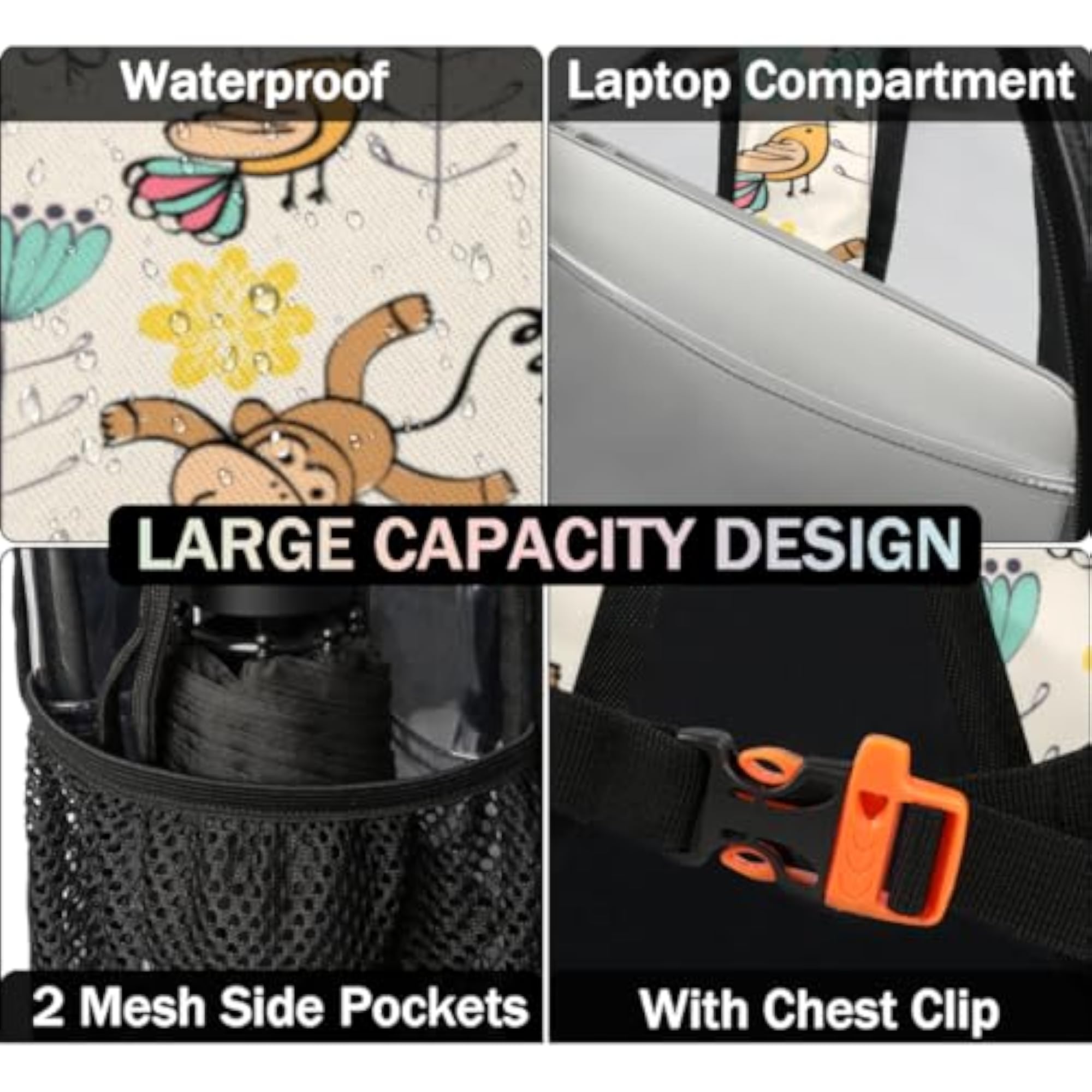 Cartoon Clear Backpack with Laptop Compartment, Heavy Duty